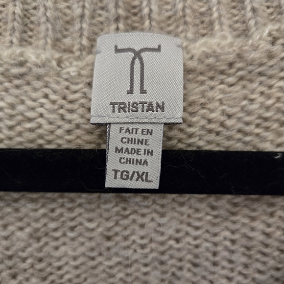 XL Tristan Beige Oatmeal V neck Long Sleeve lightweight wool blend sweater - Picture 6 of 8